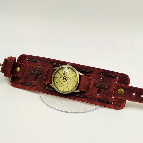 ✨✨BRAND NEW Punk Style Vintage Leather Men's Watch - Picture 2 of 5